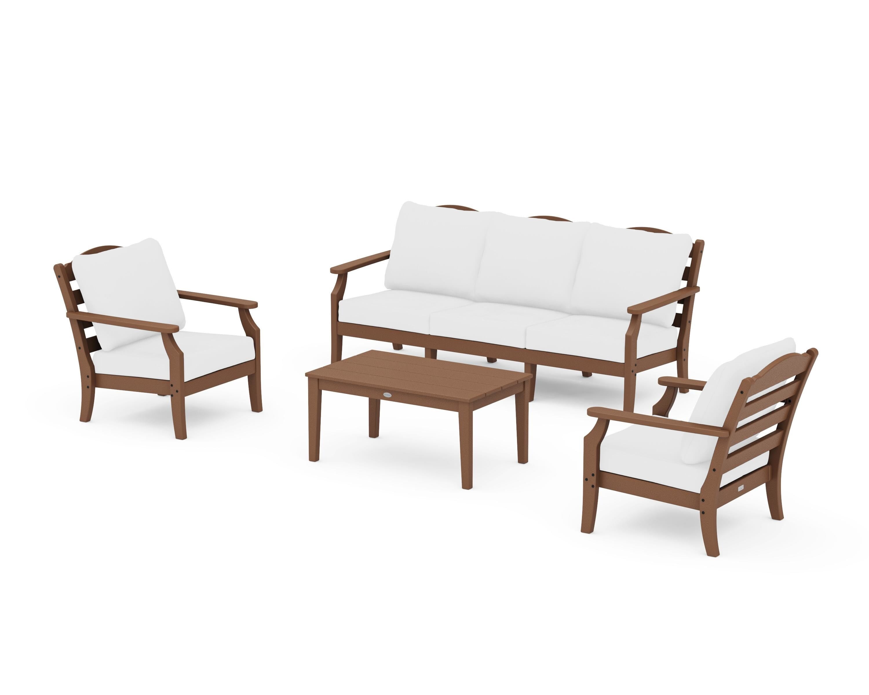 Draper James™ by  POLYWOOD® Savannah 4-Piece Deep Seating Set with Sofa in Teak / Natural