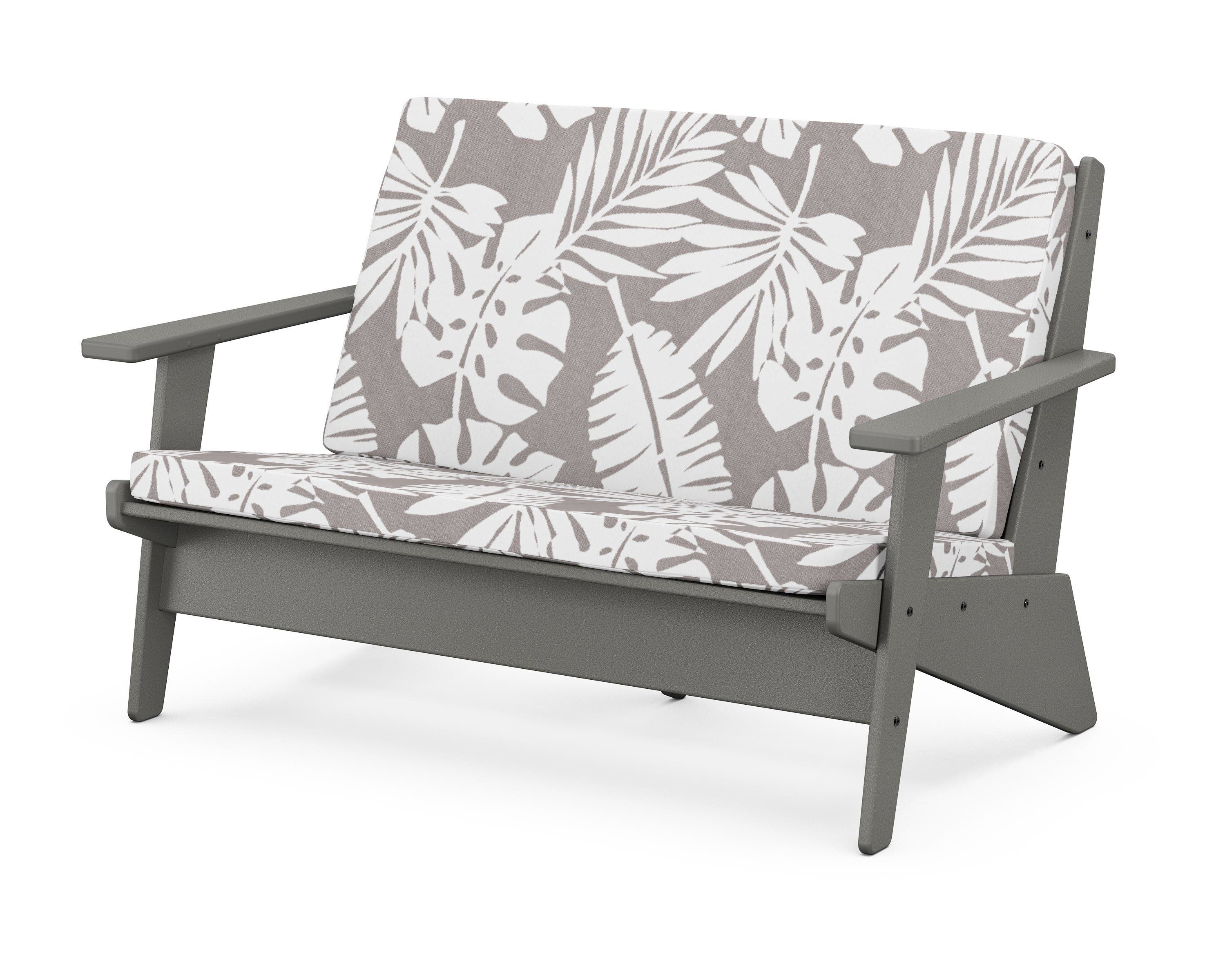 POLYWOOD® Riviera Modern Lounge Loveseat in Slate Grey / Leaf Grey Mist