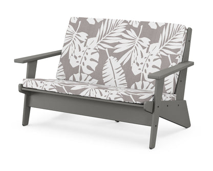 POLYWOOD® Riviera Modern Lounge Loveseat in Slate Grey / Leaf Grey Mist