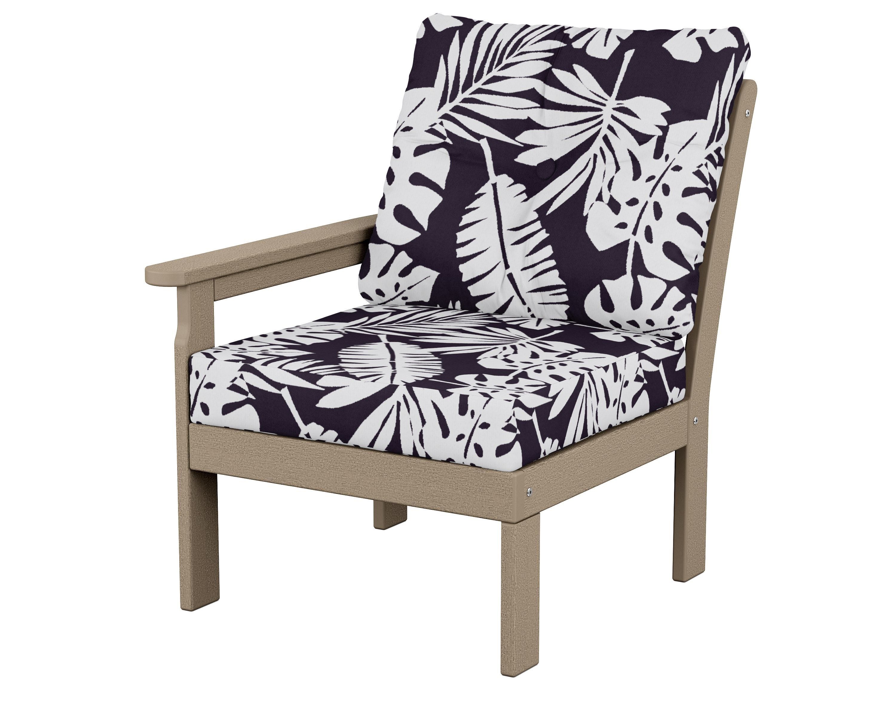 POLYWOOD® Vineyard Modular Left Arm Chair in Vintage Sahara / Leaf Navy