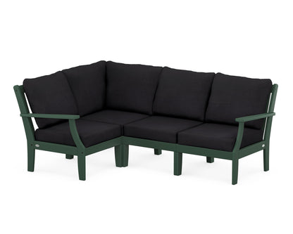 POLYWOOD® Braxton Modular 4-Piece Deep Seating Set in Green / Midnight Linen