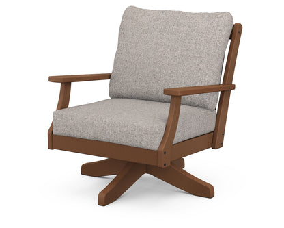POLYWOOD® Braxton Deep Seating Swivel Chair in Teak / Weathered Tweed