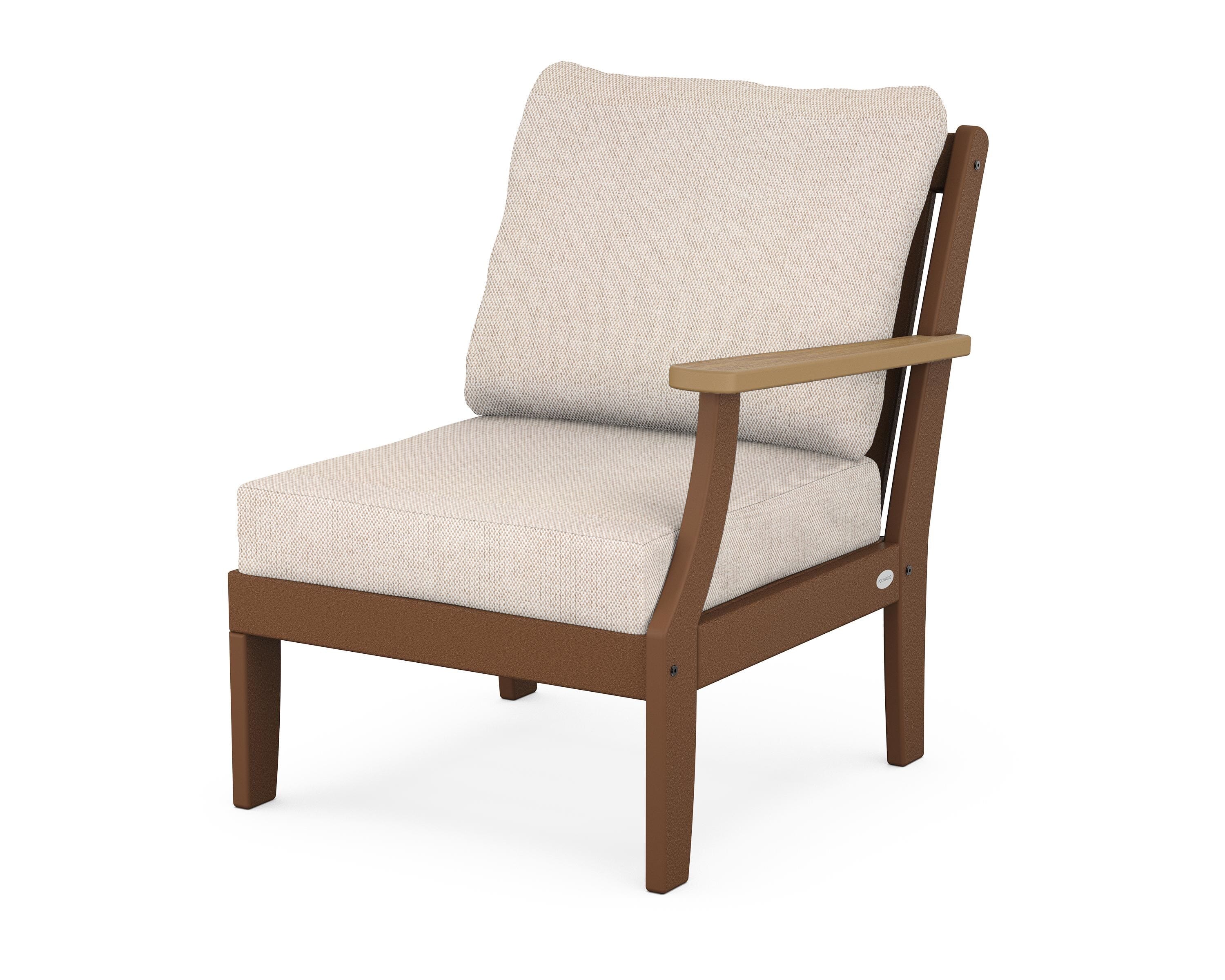 POLYWOOD® Braxton Modular Right Arm Chair in Teak / Natural / Blend Linen