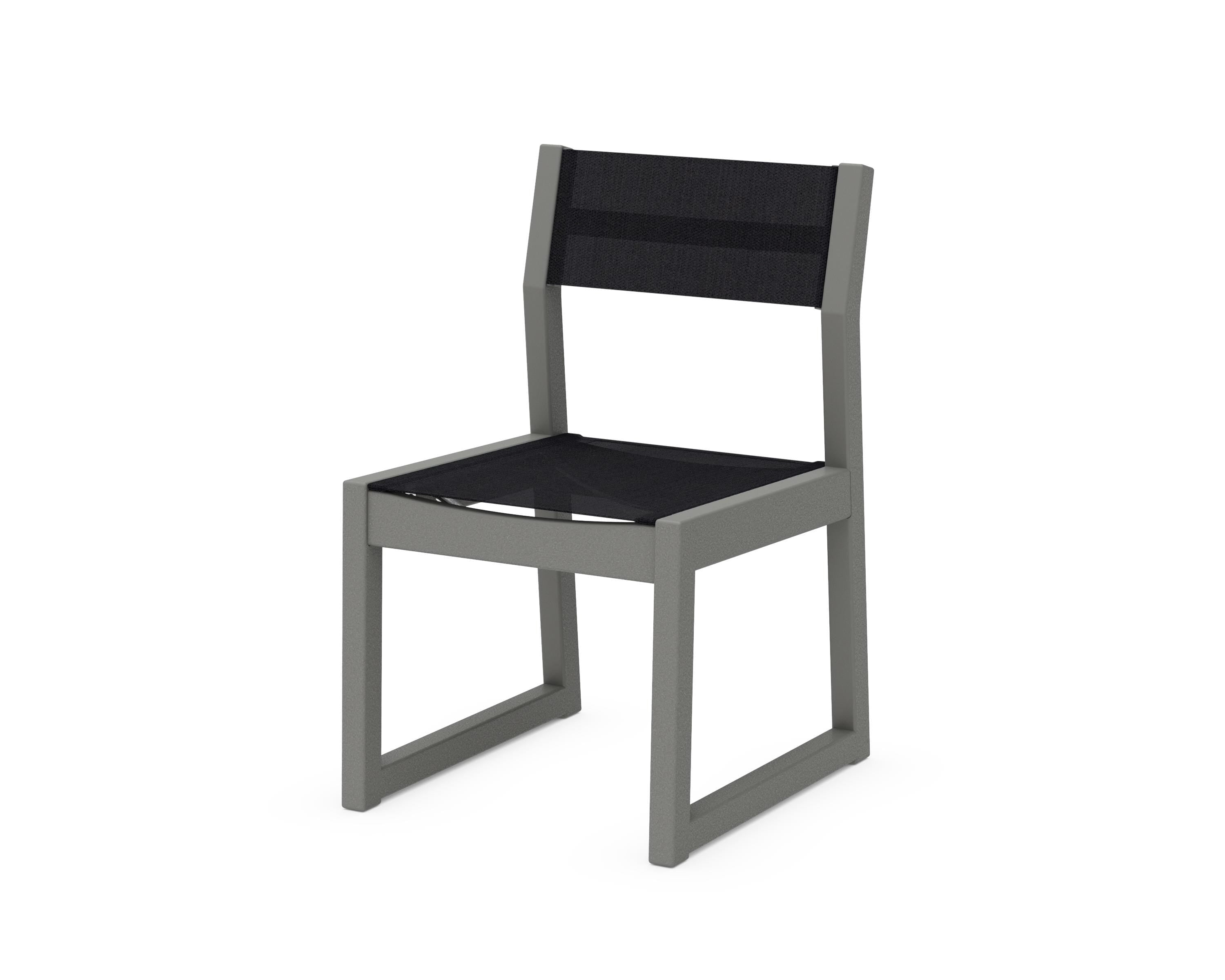 POLYWOOD® EDGE Sling Dining Side Chair in Slate Grey / Black Sling