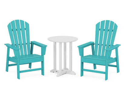 POLYWOOD® South Beach 3-Piece Round Farmhouse Bistro Dining Set in Aruba / White