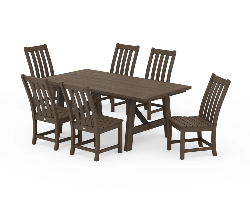 Vineyard 7-Piece Rustic Farmhouse Side Chair Dining Set