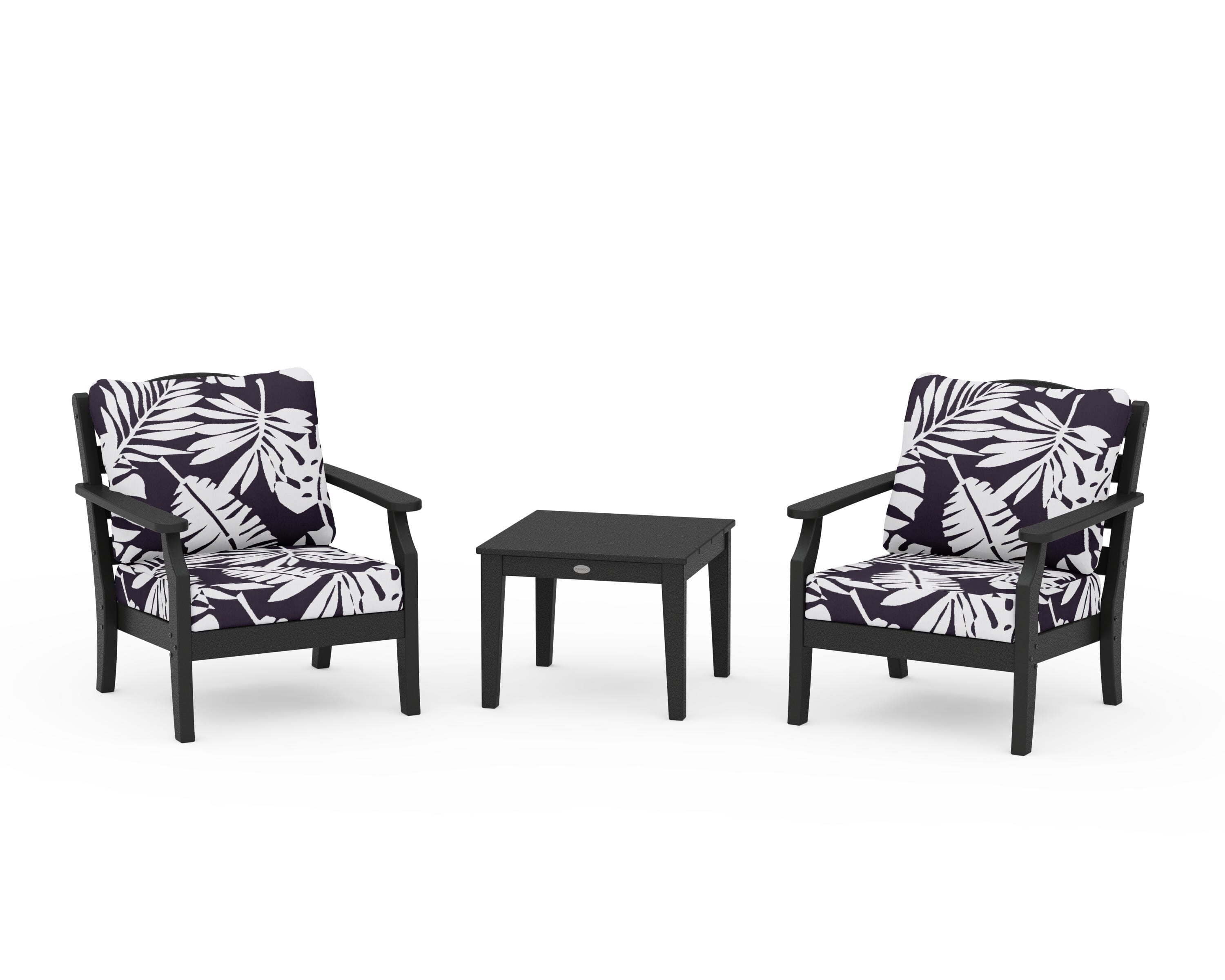 Draper James™ by  POLYWOOD® Savannah 3-Piece Deep Seating Set in Black / Leaf Navy