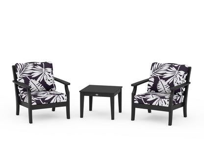 Draper James™ by  POLYWOOD® Savannah 3-Piece Deep Seating Set in Black / Leaf Navy