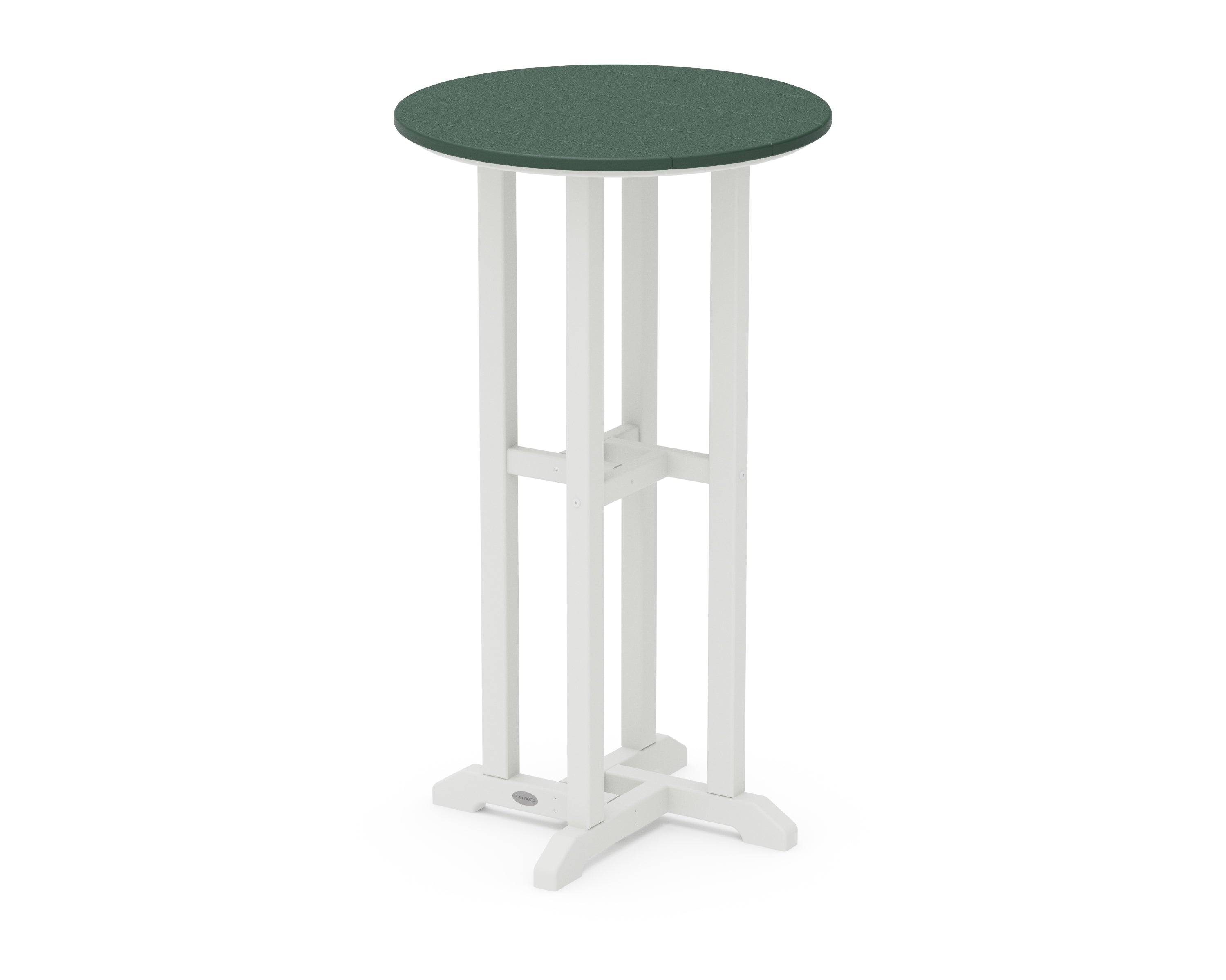 POLYWOOD® Contempo 24" Round Bar Table in White / Green