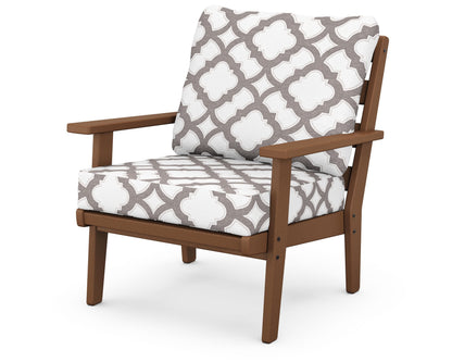 POLYWOOD® Grant Park Deep Seating Chair in Teak / Trellis Grey Mist