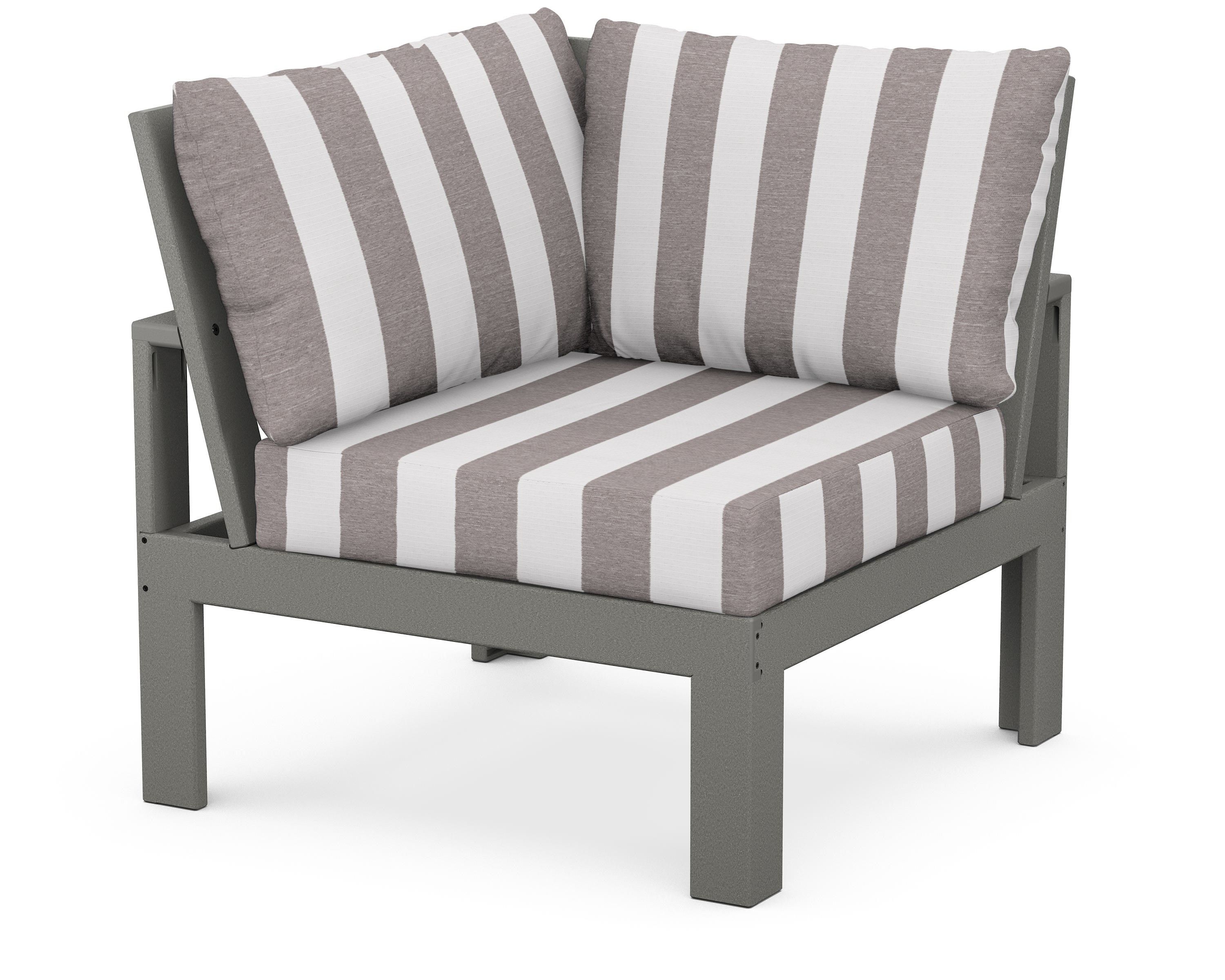Unbranded Modular Corner Chair in Slate Grey / Cabana Stripe Grey Mist
