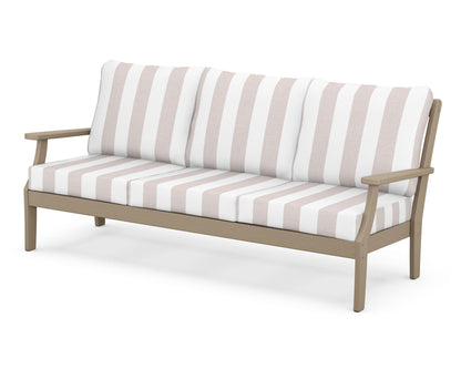 POLYWOOD® Braxton Deep Seating Sofa in Vintage Sahara / Cabana Stripe Dune Burlap