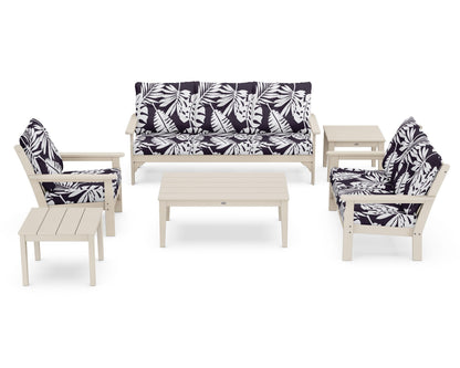 POLYWOOD® Vineyard 6-Piece Deep Seating Set in Sand / Leaf Navy