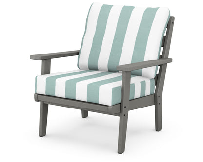 POLYWOOD® Grant Park Deep Seating Chair in Slate Grey / Cabana Stripe Glacier Spa