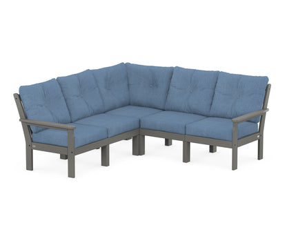 POLYWOOD® Vineyard 5-Piece Sectional in Slate Grey / Sky Blue