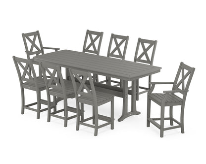 POLYWOOD® Braxton 9-Piece Counter Set with Trestle Legs in Slate Grey