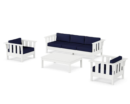 Martha Stewart by POLYWOOD® Acadia 4-Piece Deep Seating Set with Sofa in White / Navy
