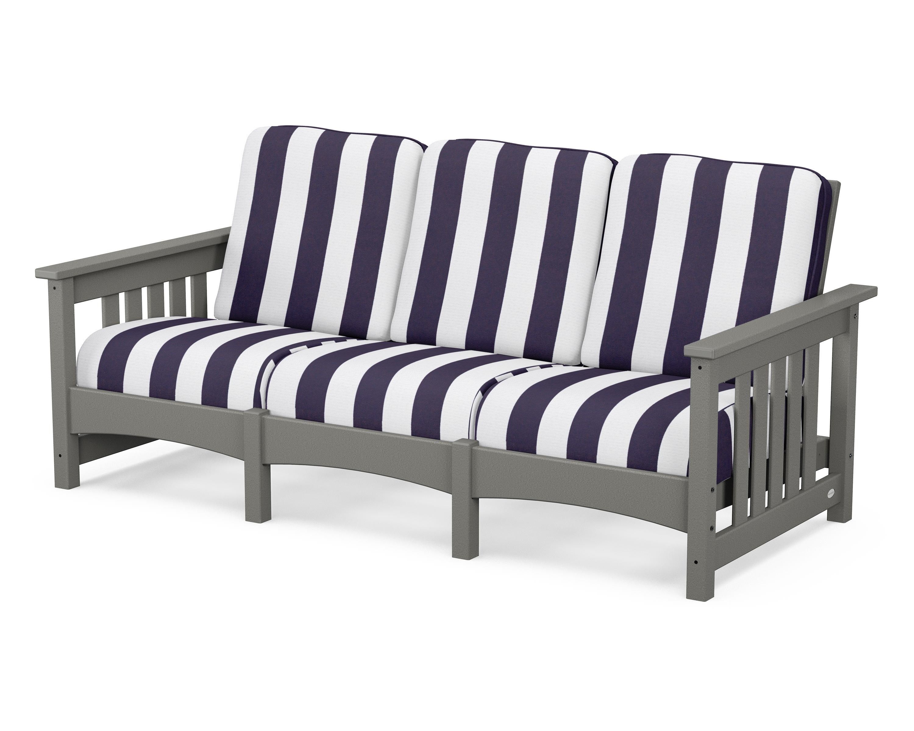 POLYWOOD® Club Mission Sofa in Slate Grey / Cabana Stripe Navy