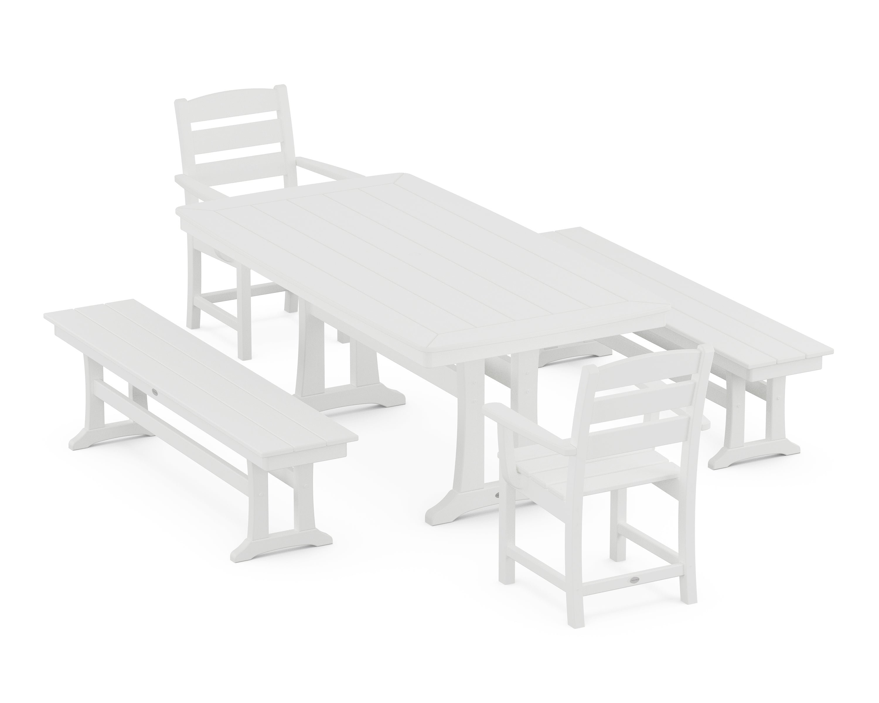POLYWOOD® Lakeside 5-Piece Dining Set with Trestle Legs in White