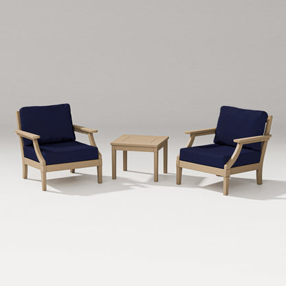 PW Designer Series Estate 3-Piece Lounge Chair Set in Vintage Sahara / Navy