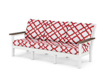 POLYWOOD® Chippendale Deep Seating Sofa in White / Kona / Trellis Crimson