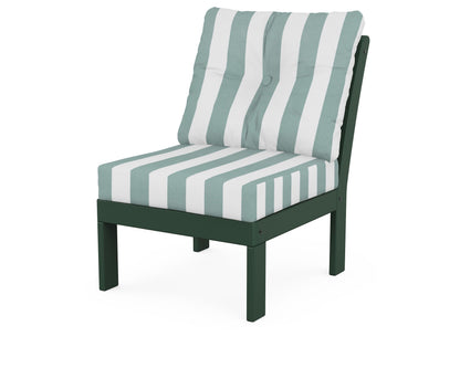 POLYWOOD® Vineyard Modular Armless Chair in Green / Cabana Stripe Glacier Spa