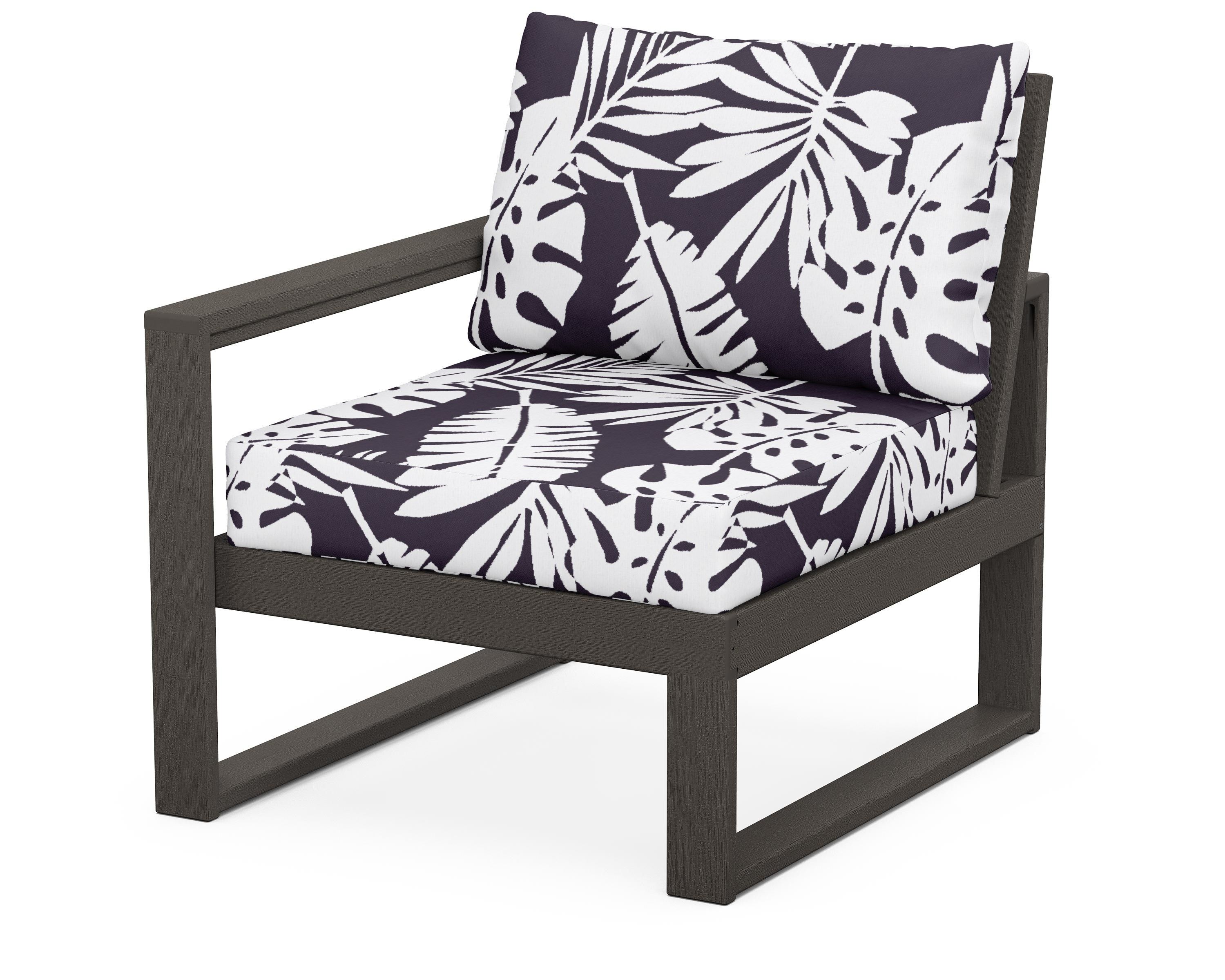 POLYWOOD® EDGE Modular Left Arm Chair in Vintage Coffee / Leaf Navy