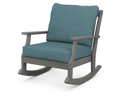 POLYWOOD® Braxton Deep Seating Rocking Chair in Slate Grey / Ocean Teal