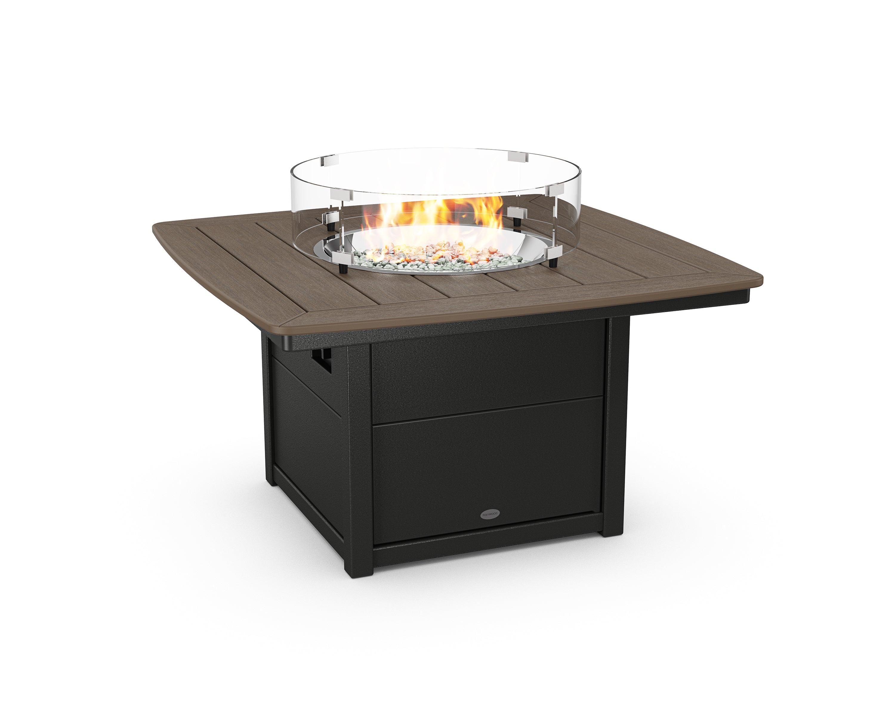 POLYWOOD® Nautical 42" Fire Pit Table in Black / Kona