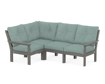 POLYWOOD® Vineyard 4-Piece Sectional in Slate Grey / Glacier Spa