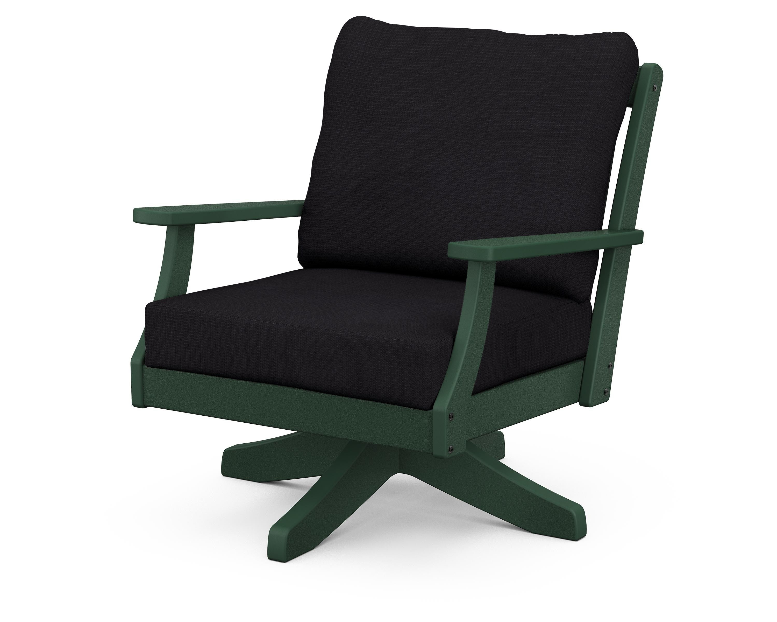 POLYWOOD® Braxton Deep Seating Swivel Chair in Green / Midnight Linen