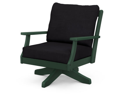 POLYWOOD® Braxton Deep Seating Swivel Chair in Green / Midnight Linen