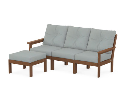 POLYWOOD® Vineyard 4-Piece Sectional with Ottoman in Teak / Spa
