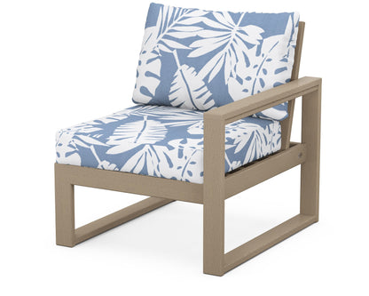 POLYWOOD® EDGE Modular Right Arm Chair in Vintage Sahara / Leaf Sky Blue