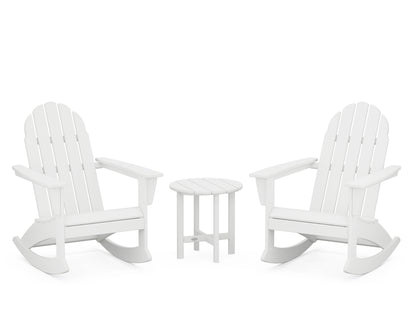 POLYWOOD® Vineyard 3-Piece Adirondack Rocking Chair Set in White