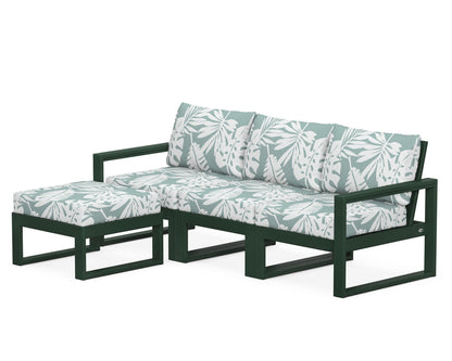 POLYWOOD® EDGE 4-Piece Modular Deep Seating Set with Ottoman in Green / Leaf Glacier Spa