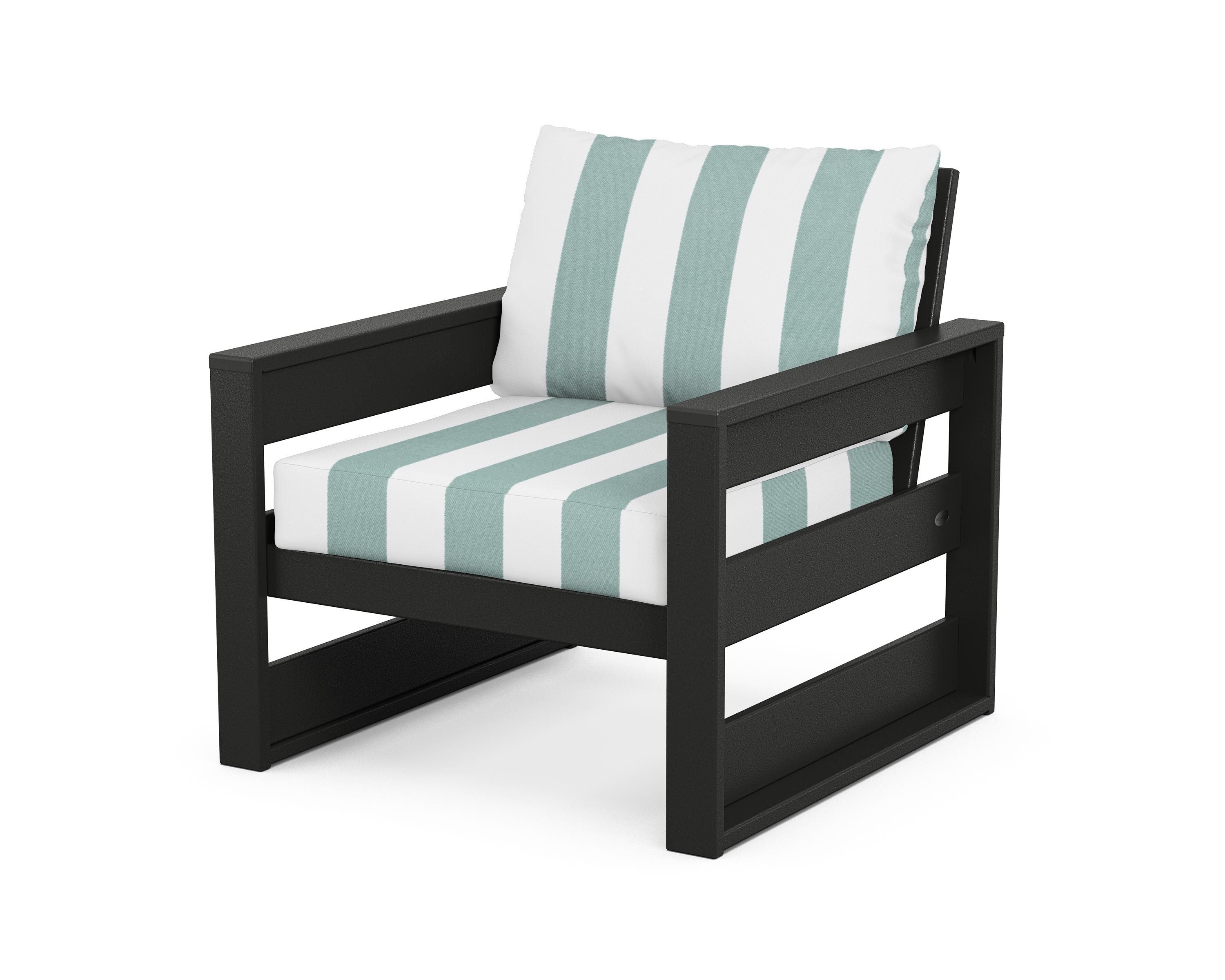 POLYWOOD® Westport Club Chair in Black / Cabana Stripe Glacier Spa