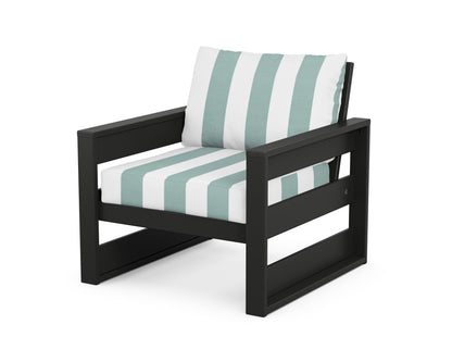 POLYWOOD® Westport Club Chair in Black / Cabana Stripe Glacier Spa