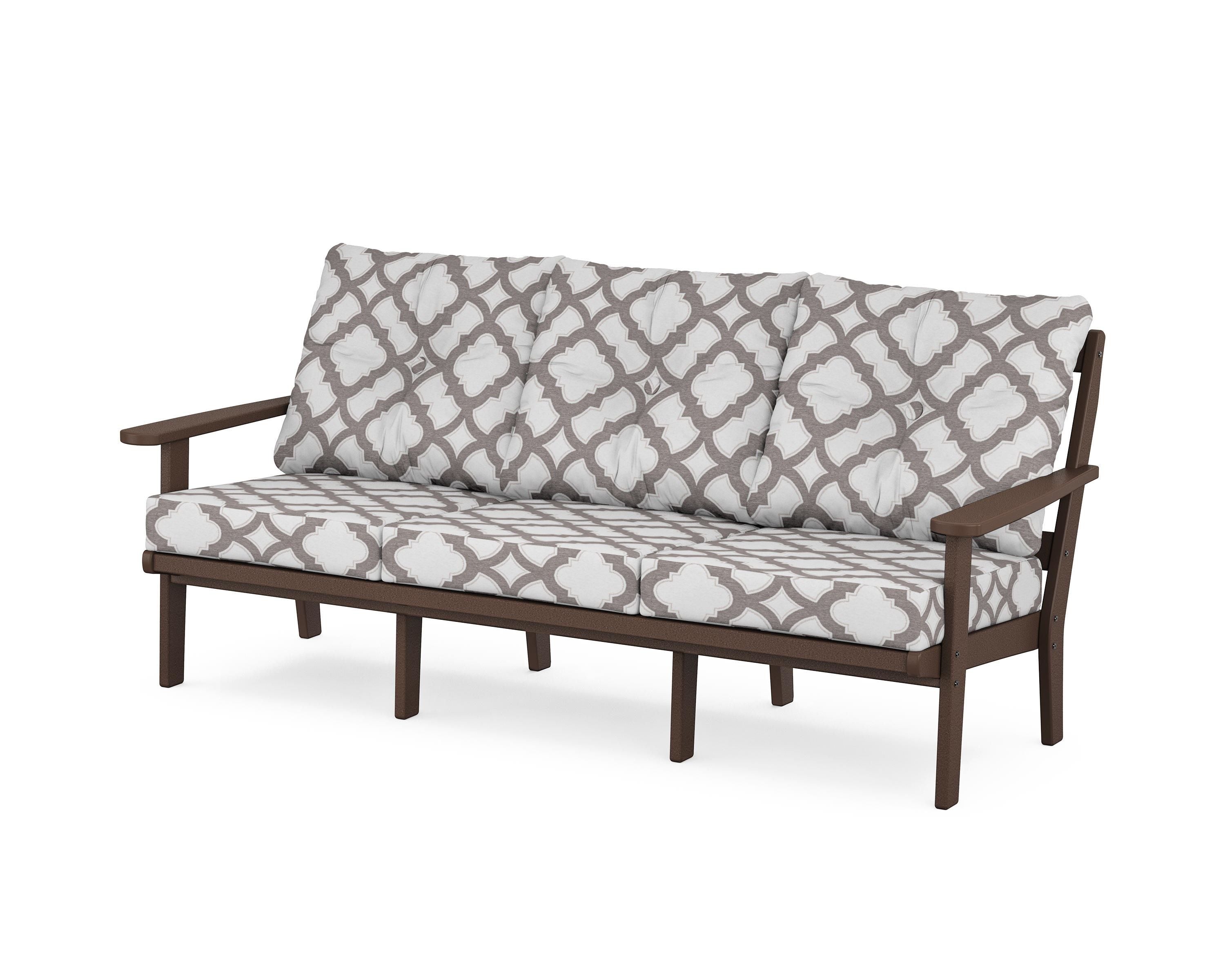 POLYWOOD® Mission Deep Seating Sofa in Mahogany / Trellis Grey Mist