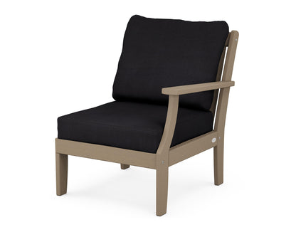 POLYWOOD® Braxton Modular Right Arm Chair in Vintage Sahara / Midnight Linen