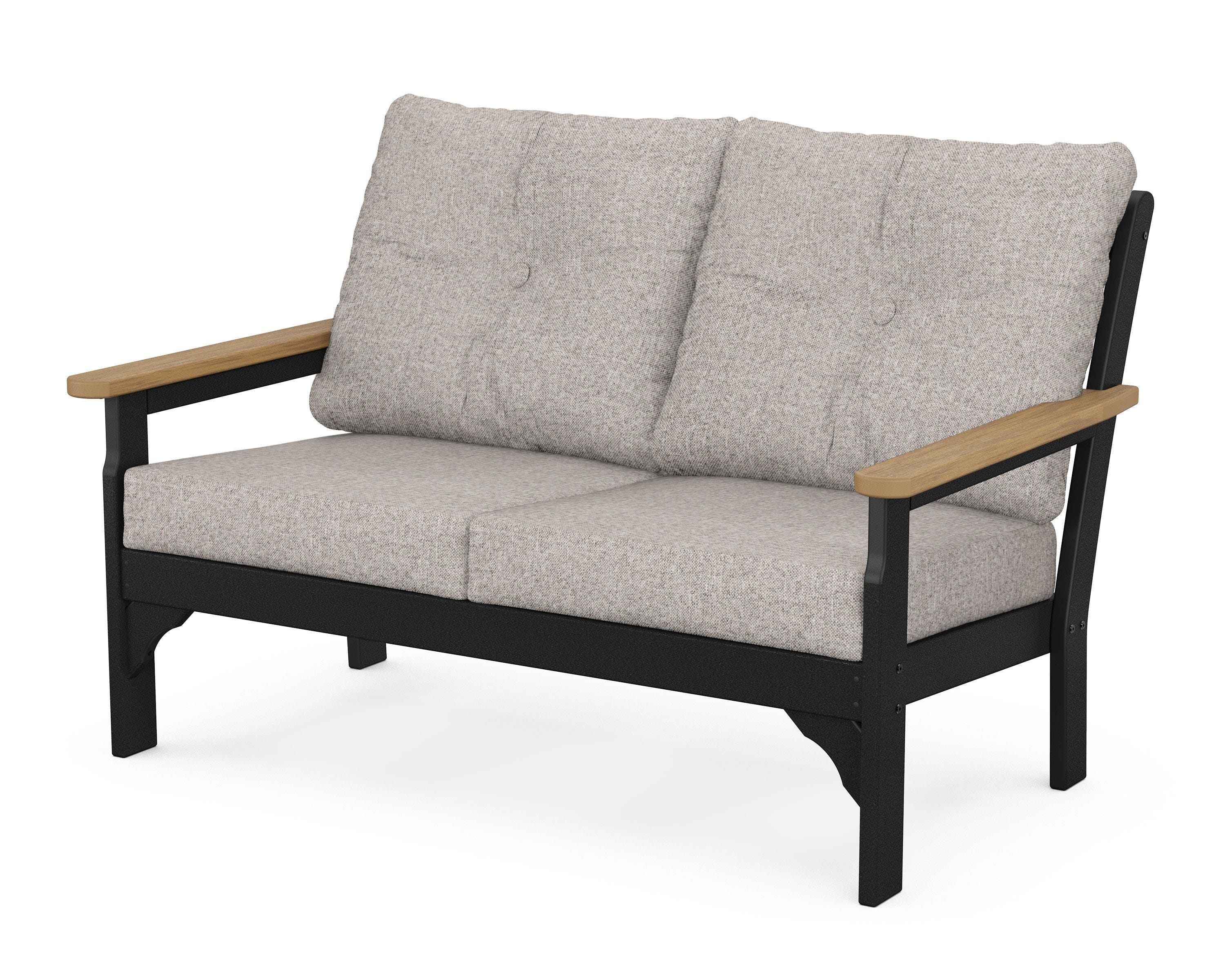 POLYWOOD® Vineyard Deep Seating Loveseat in Black / Natural / Weathered Tweed