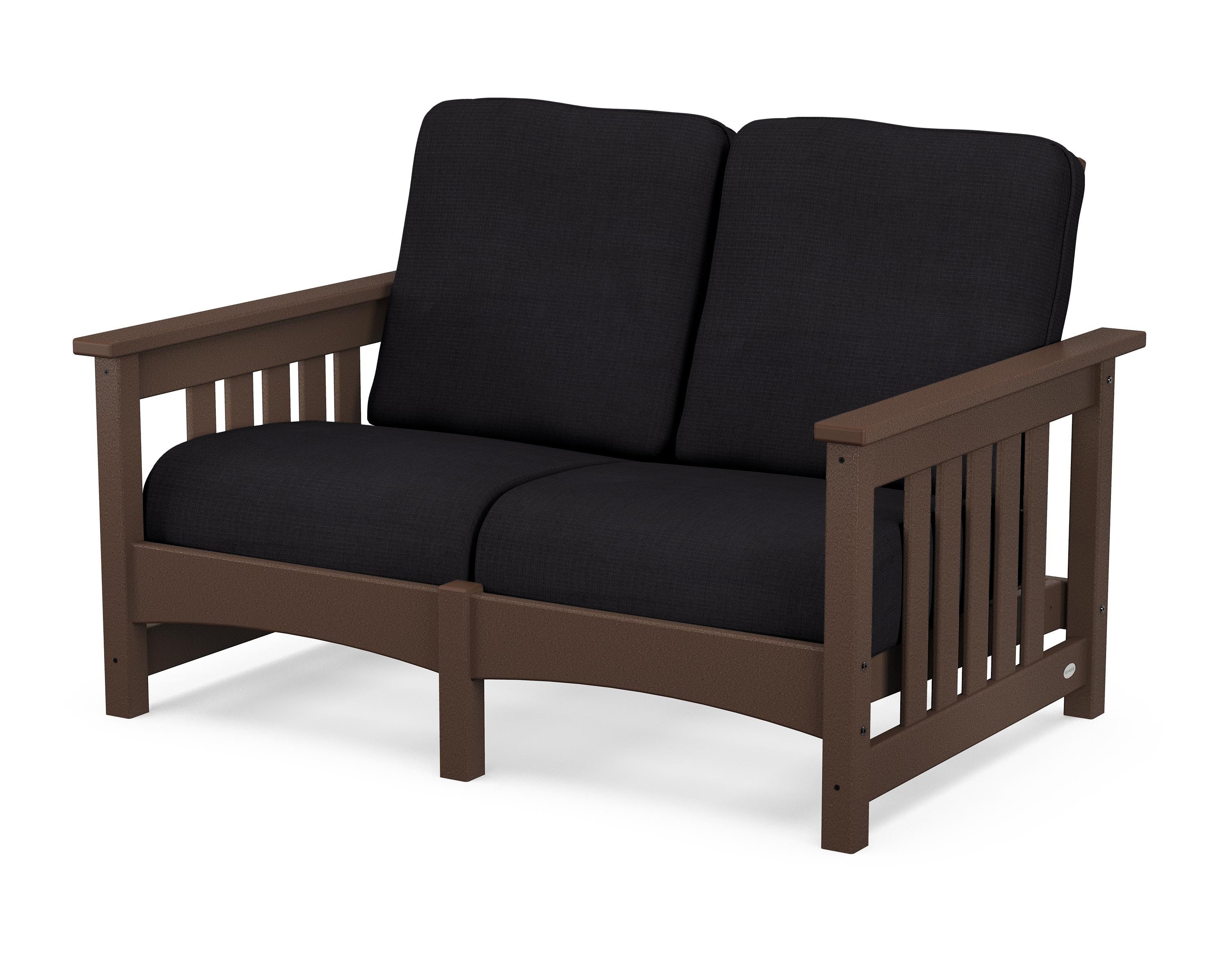 POLYWOOD® Club Mission Loveseat in Mahogany / Midnight Linen