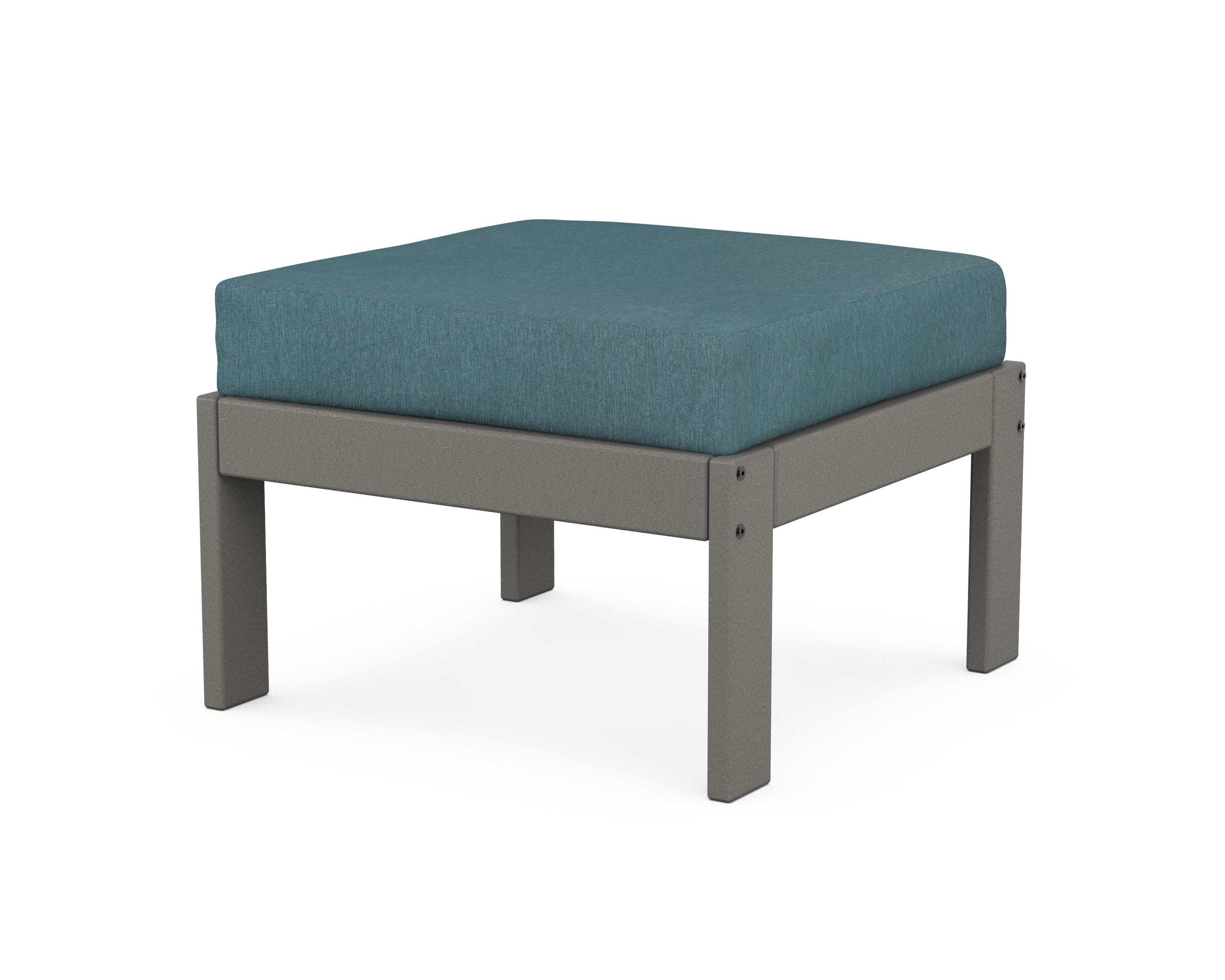 POLYWOOD® Vineyard Modular Ottoman in Slate Grey / Ocean Teal