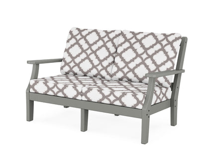 Martha Stewart by POLYWOOD® Chinoiserie Deep Seating Loveseat in Slate Grey / Trellis Grey Mist
