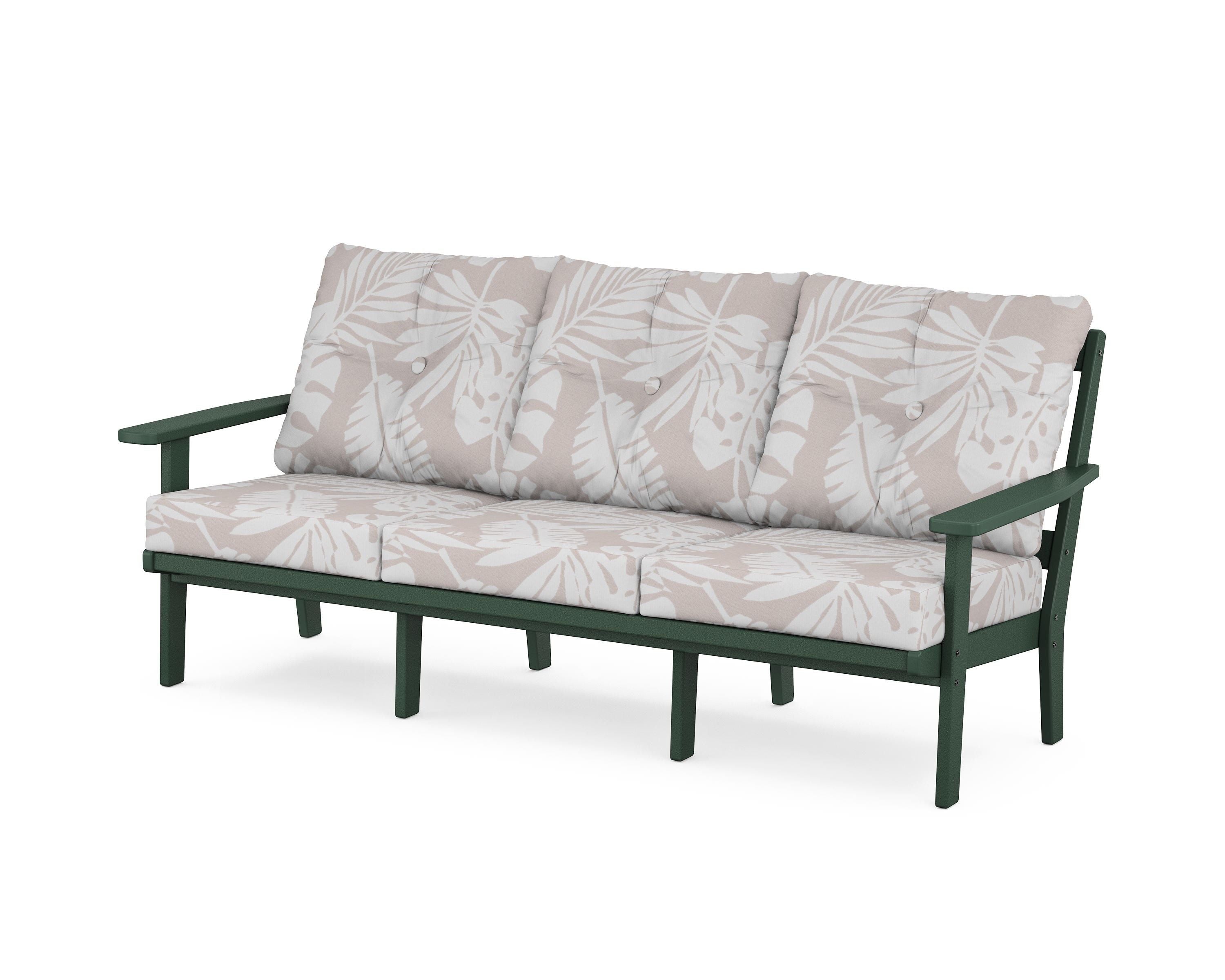 POLYWOOD® Prairie Deep Seating Sofa in Green / Leaf Dune Burlap