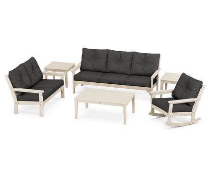 POLYWOOD® Vineyard 6-Piece Deep Seating Set in Sand / Spectrum Carbon