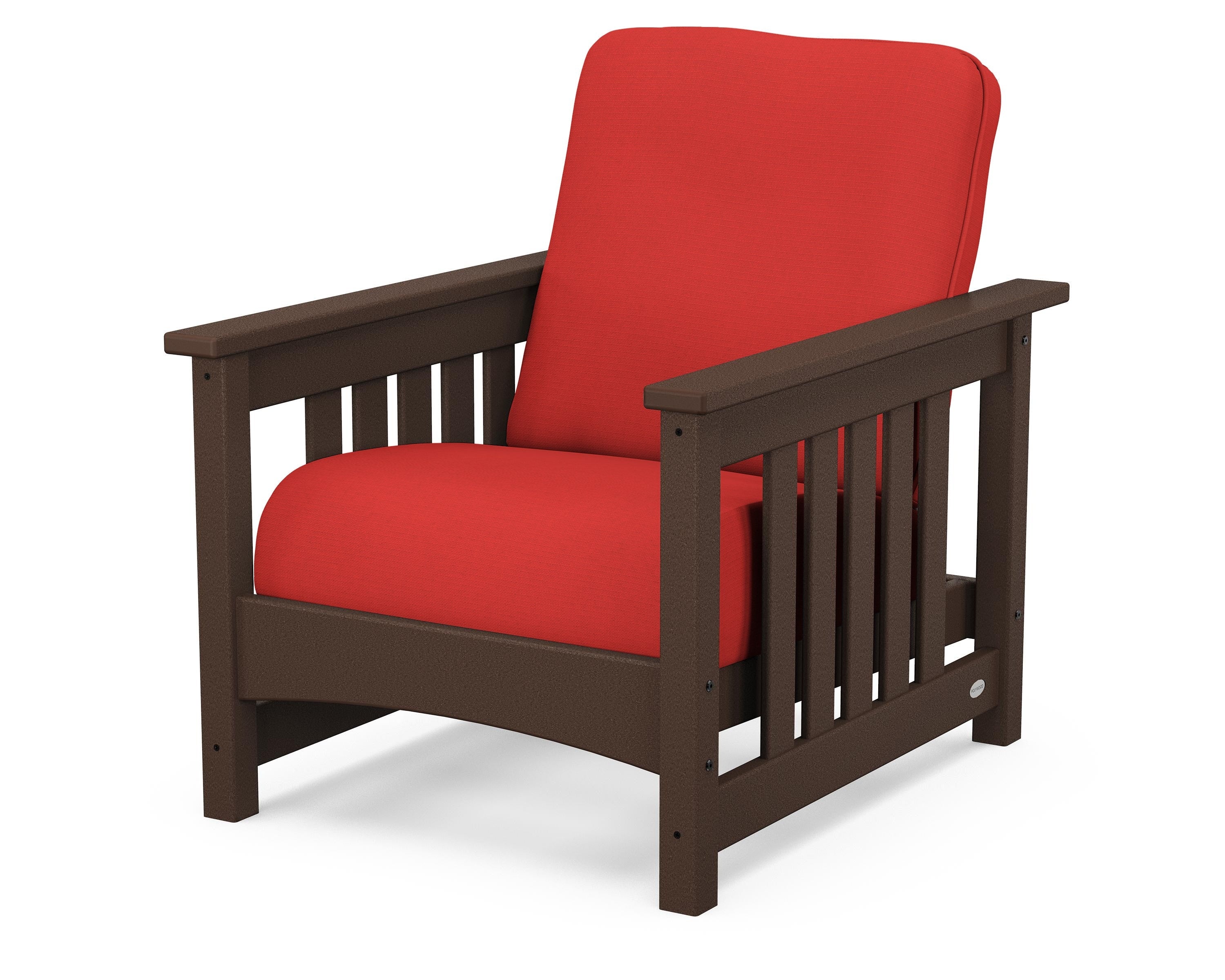 POLYWOOD® Club Mission Chair in Mahogany / Crimson Linen