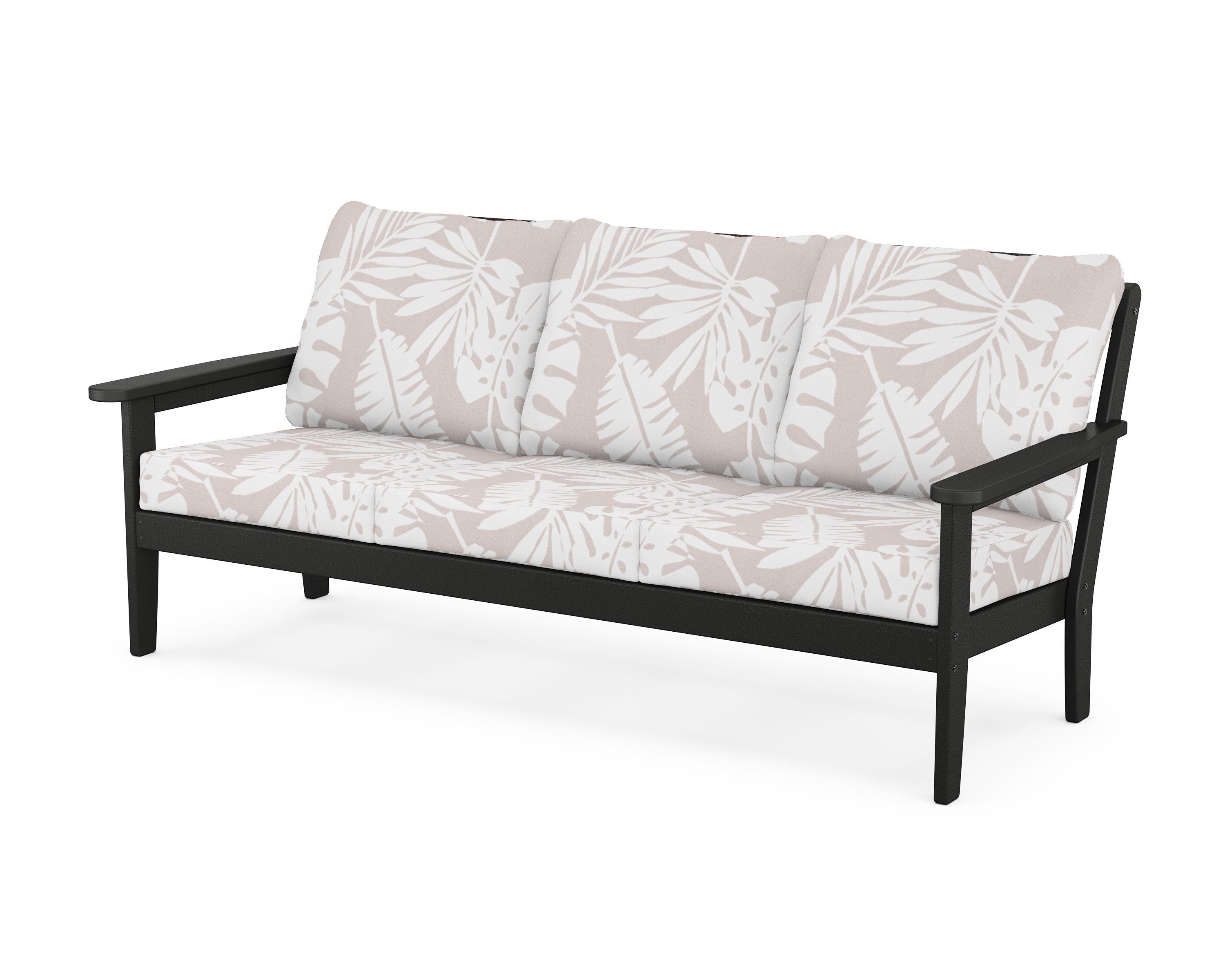 Country Living Cottage Deep Seating Sofa in Black / Leaf Dune Burlap