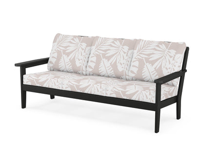 Country Living Cottage Deep Seating Sofa in Black / Leaf Dune Burlap