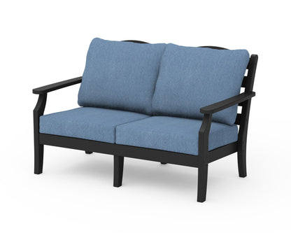 Draper James™ by  POLYWOOD® Savannah Deep Seating Loveseat in Black / Sky Blue